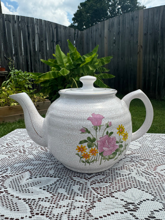 Charming Vintage Floral Teapot